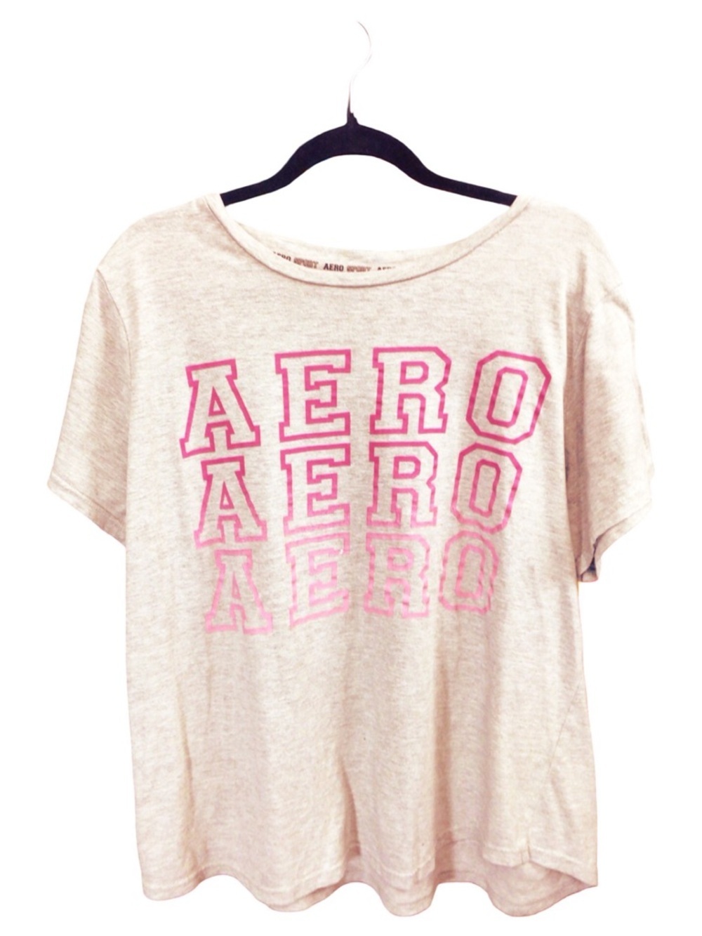 Aeropostale Cream Graphic Tee with Pink Logo size x large * no tag